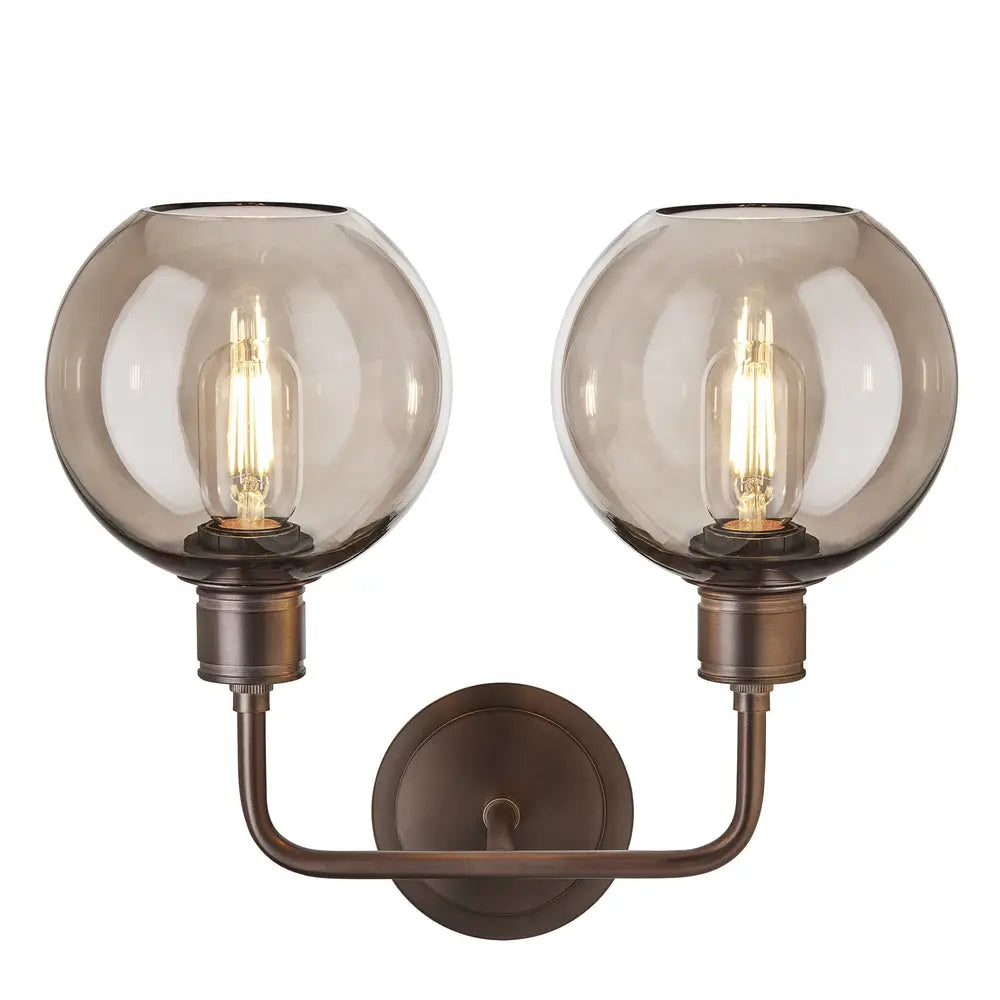 Albany Glass Globe 1/2Lt Wall Light - Clear/ Mocha Shades