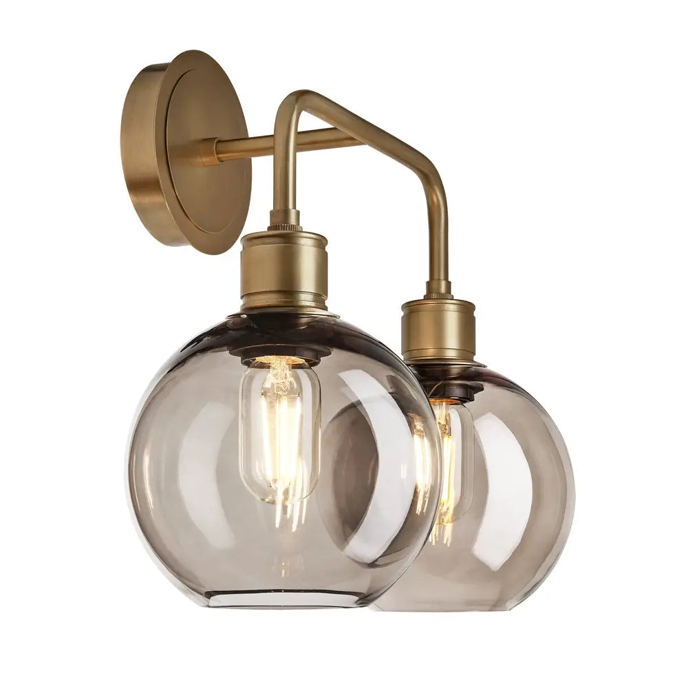 Albany Glass Globe 1/2Lt Wall Light - Clear/ Mocha Shades