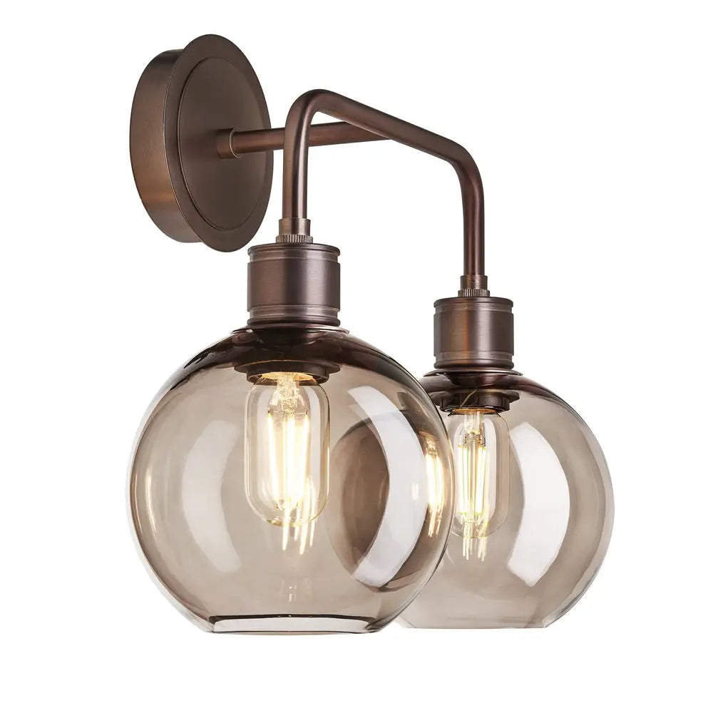 Albany Glass Globe 1/2Lt Wall Light - Clear/ Mocha Shades