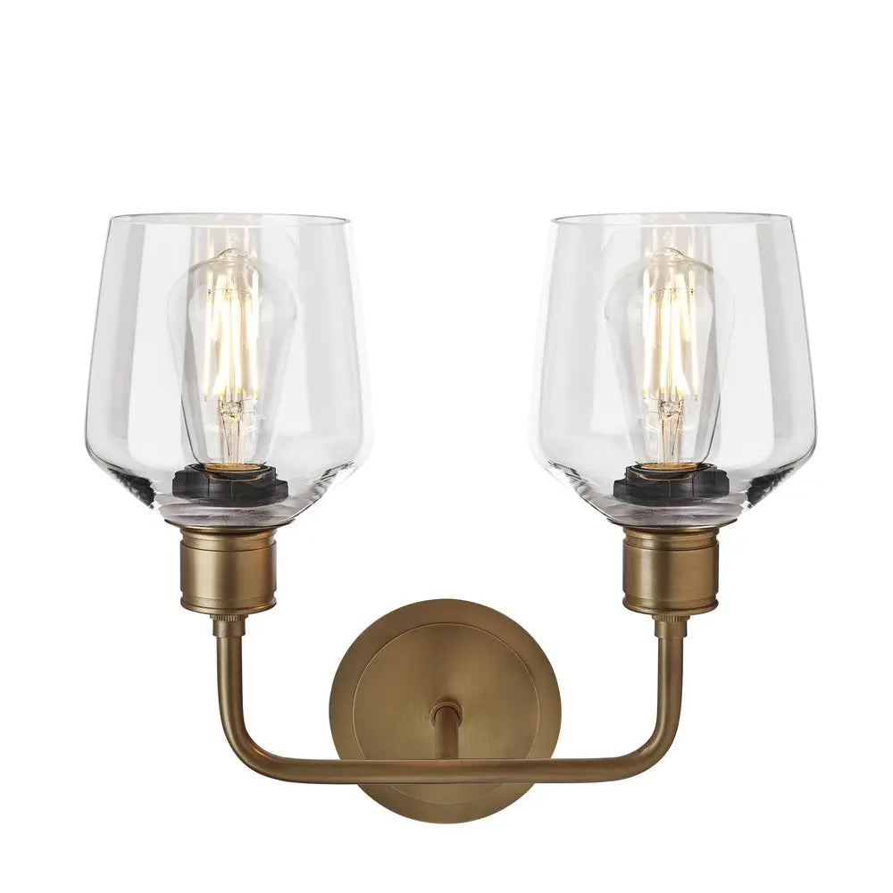 Albany Glass Schoolhouse 1/2Lt Wall Light - Clear/ Mocha Shades