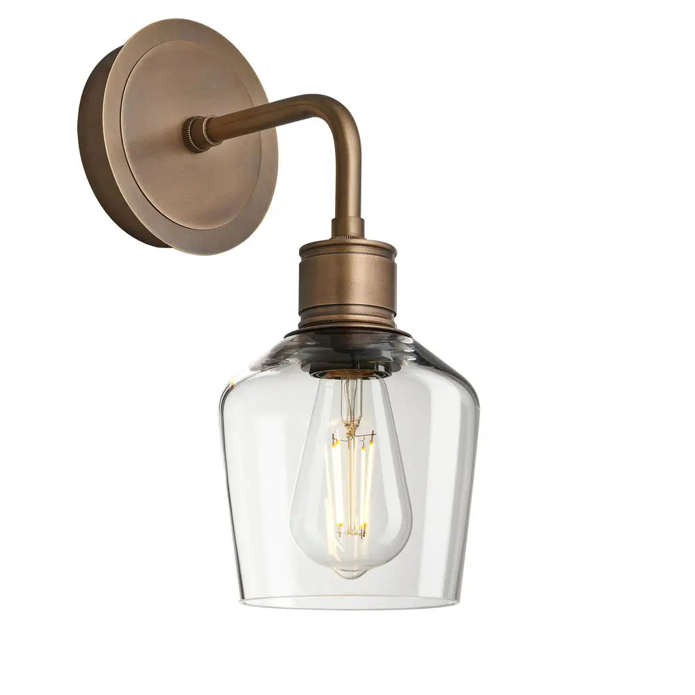 Albany Glass Schoolhouse 1/2Lt Wall Light - Clear/ Mocha Shades