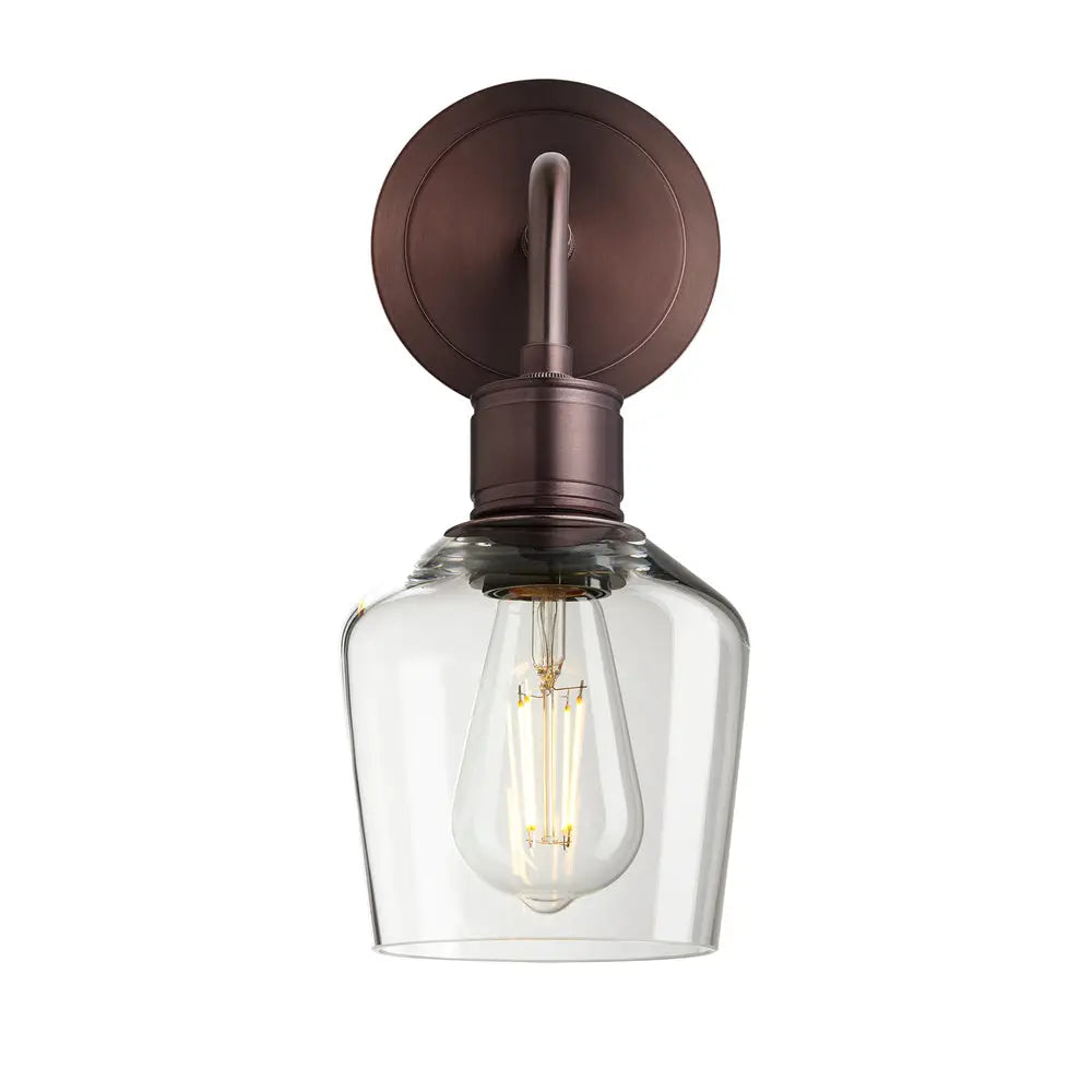 Albany Glass Schoolhouse 1/2Lt Wall Light - Clear/ Mocha Shades