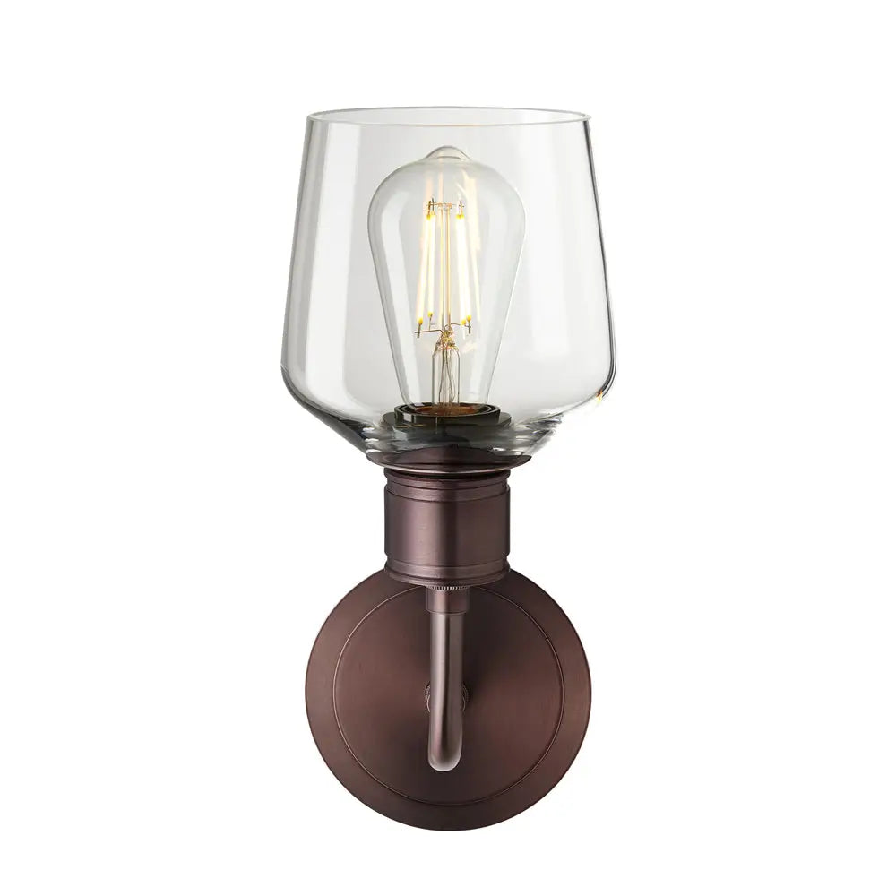 Albany Glass Schoolhouse 1/2Lt Wall Light - Clear/ Mocha Shades