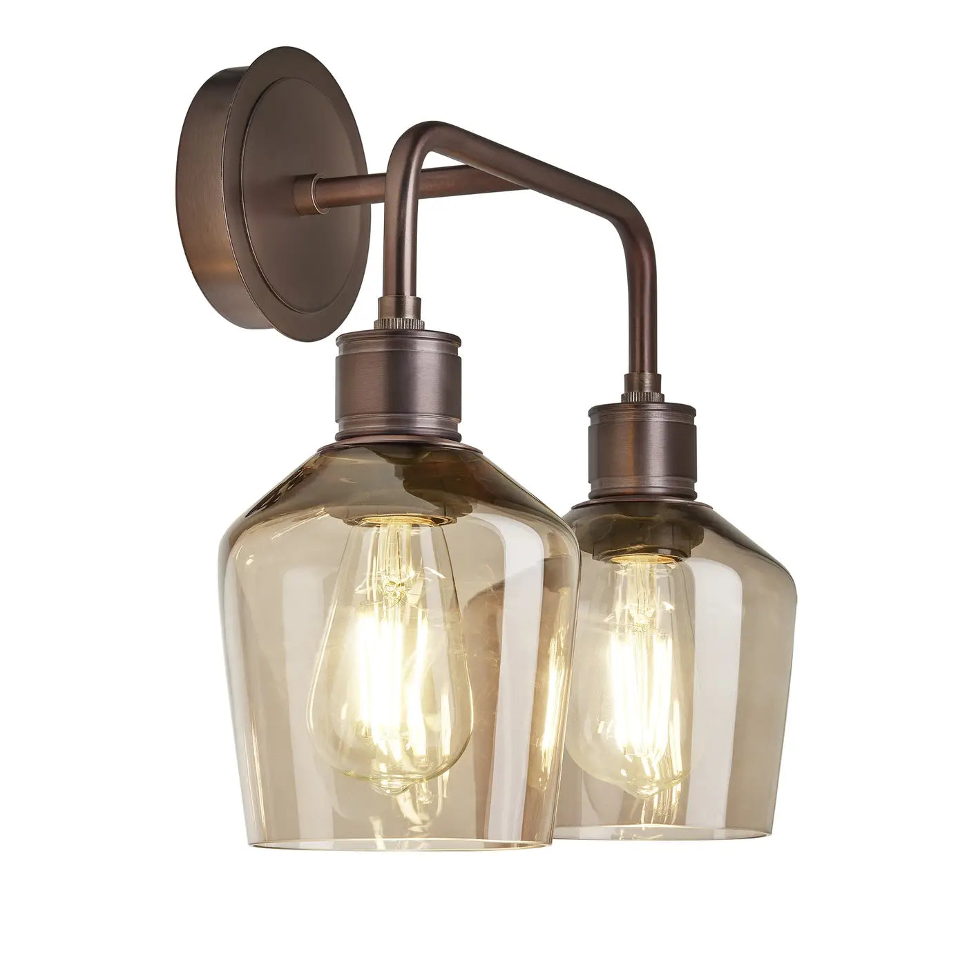 Albany Glass Schoolhouse 1/2Lt Wall Light - Clear/ Mocha Shades