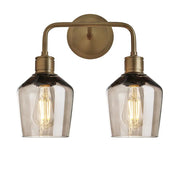 Albany Glass Schoolhouse 1/2Lt Wall Light - Clear/ Mocha Shades