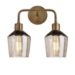 Albany Glass Schoolhouse 1/2Lt Wall Light - Clear/ Mocha Shades