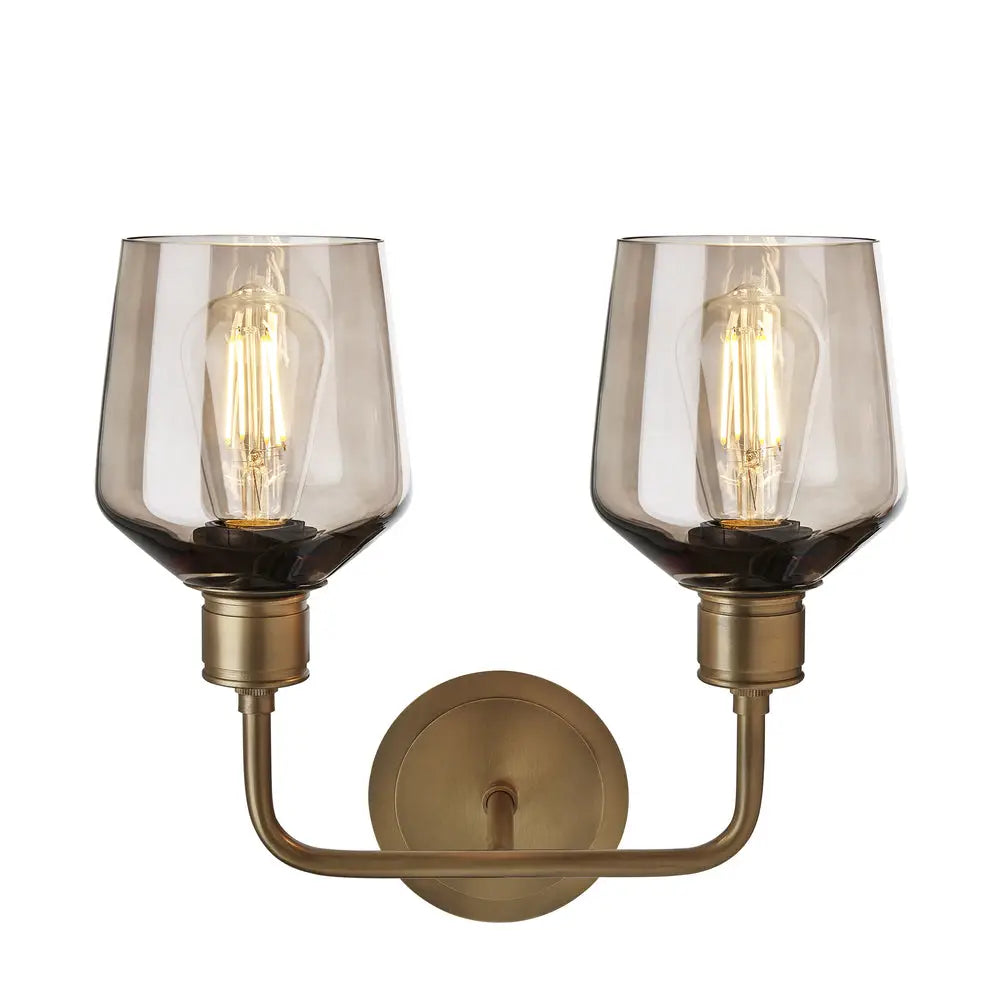 Albany Glass Schoolhouse 1/2Lt Wall Light - Clear/ Mocha Shades