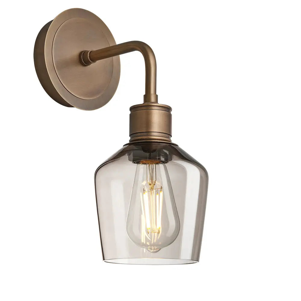 Albany Glass Schoolhouse 1/2Lt Wall Light - Clear/ Mocha Shades