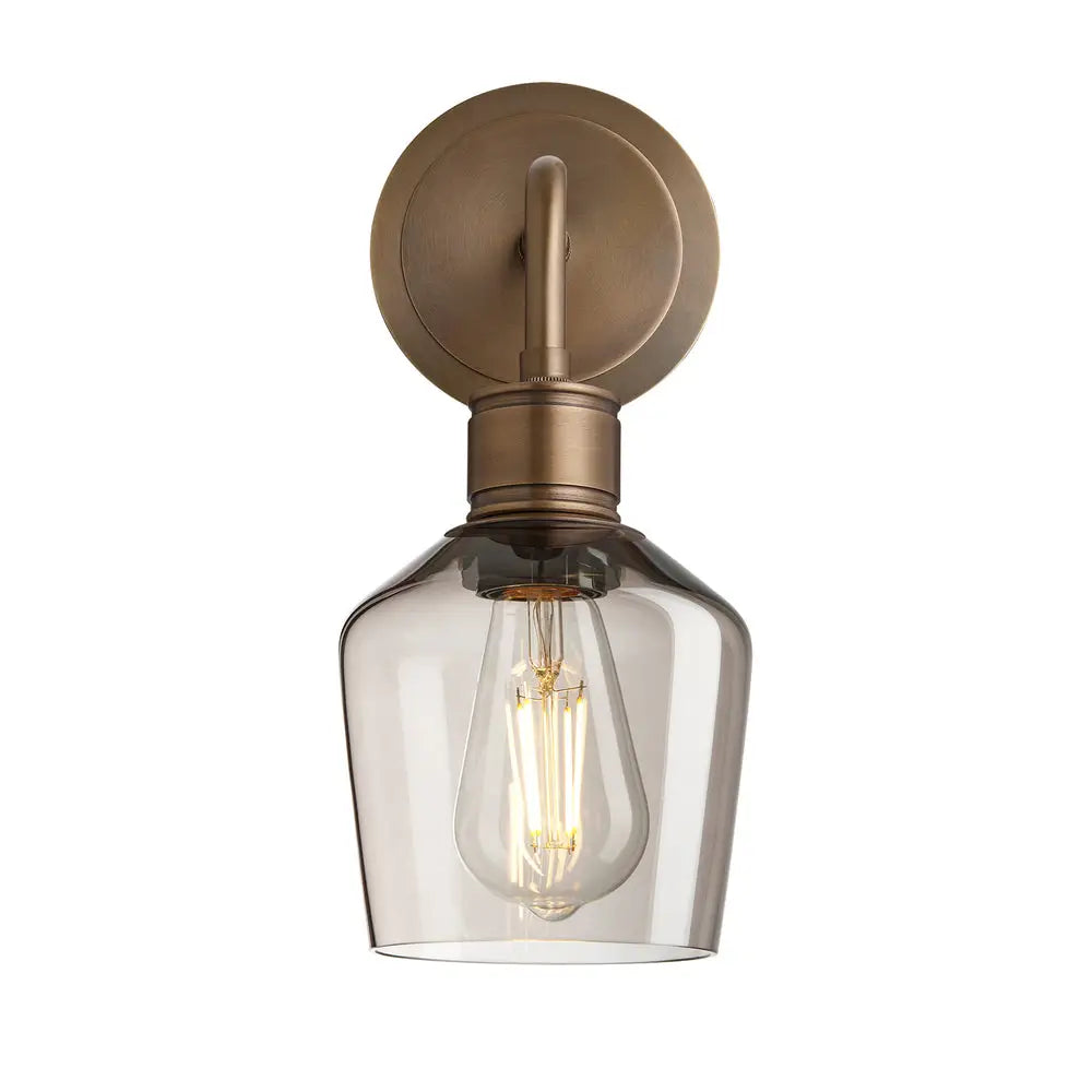 Albany Glass Schoolhouse 1/2Lt Wall Light - Clear/ Mocha Shades