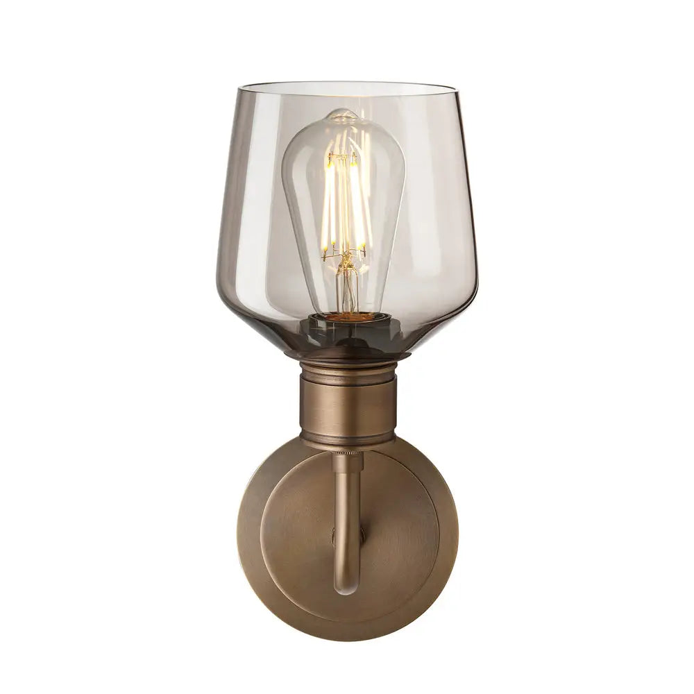 Albany Glass Schoolhouse 1/2Lt Wall Light - Clear/ Mocha Shades