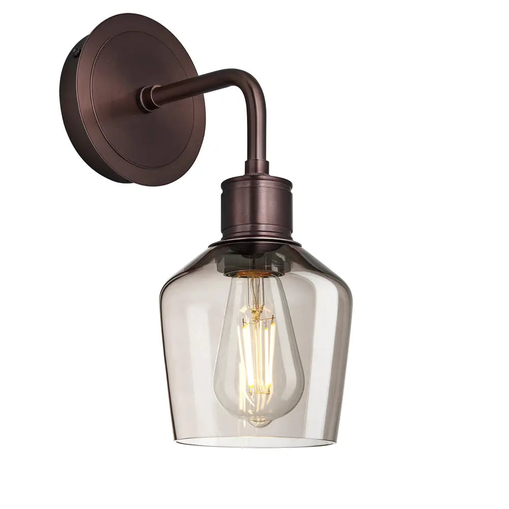 Albany Glass Schoolhouse 1/2Lt Wall Light - Clear/ Mocha Shades