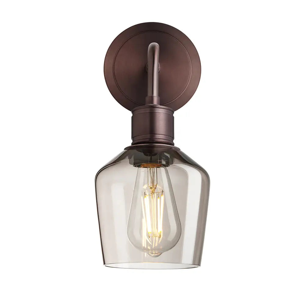 Albany Glass Schoolhouse 1/2Lt Wall Light - Clear/ Mocha Shades