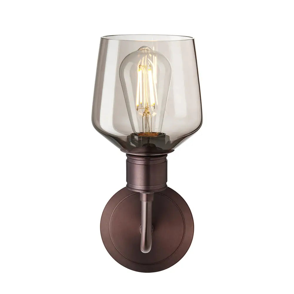 Albany Glass Schoolhouse 1/2Lt Wall Light - Clear/ Mocha Shades
