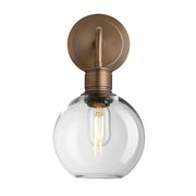 Albany Glass Globe 1/2Lt Wall Light - Clear/ Mocha Shades