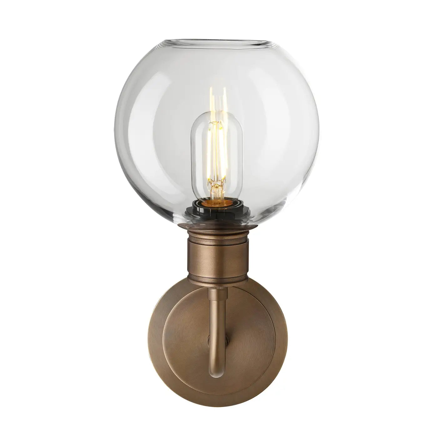 Albany Glass Globe 1/2Lt Wall Light - Clear/ Mocha Shades