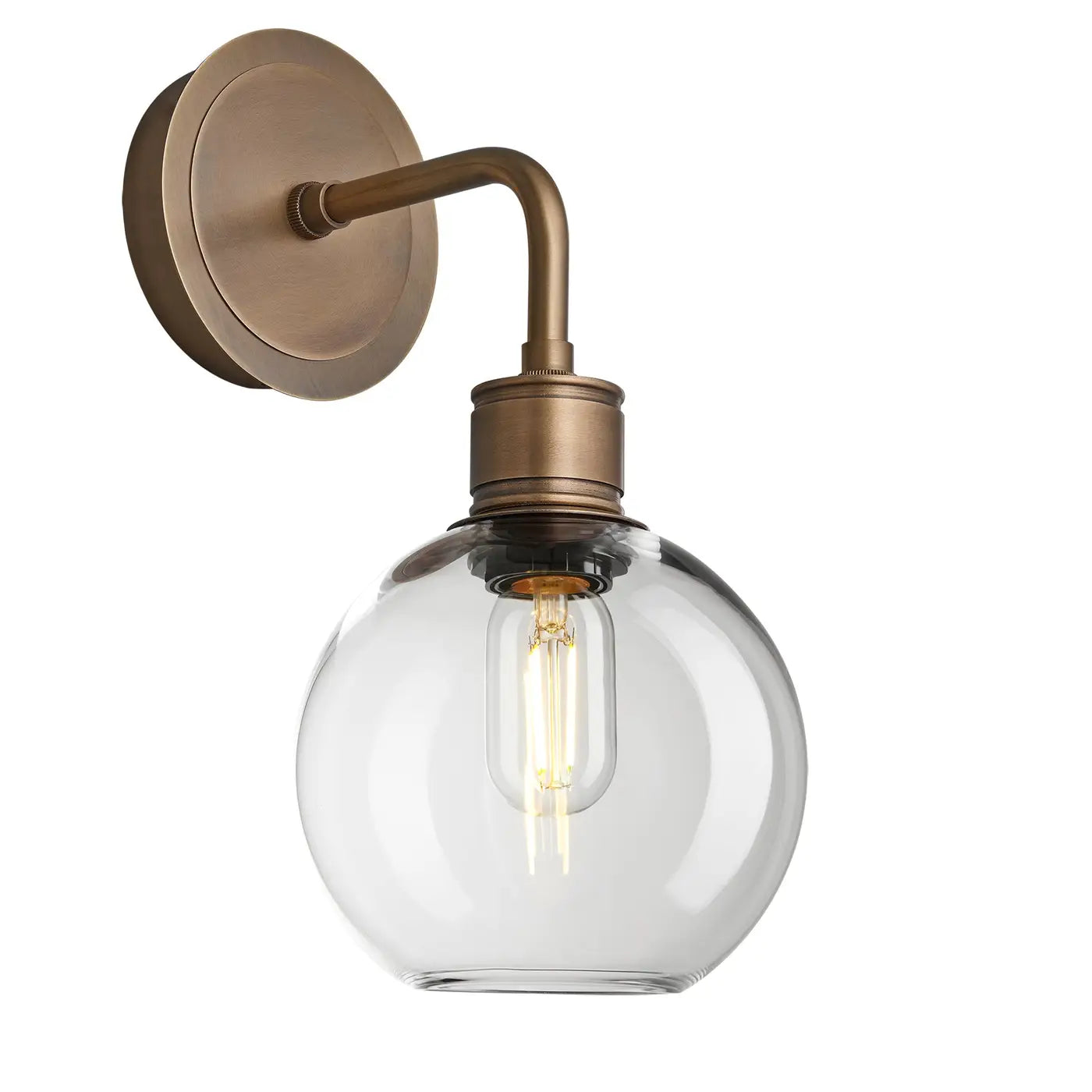 Albany Glass Globe 1/2Lt Wall Light - Clear/ Mocha Shades