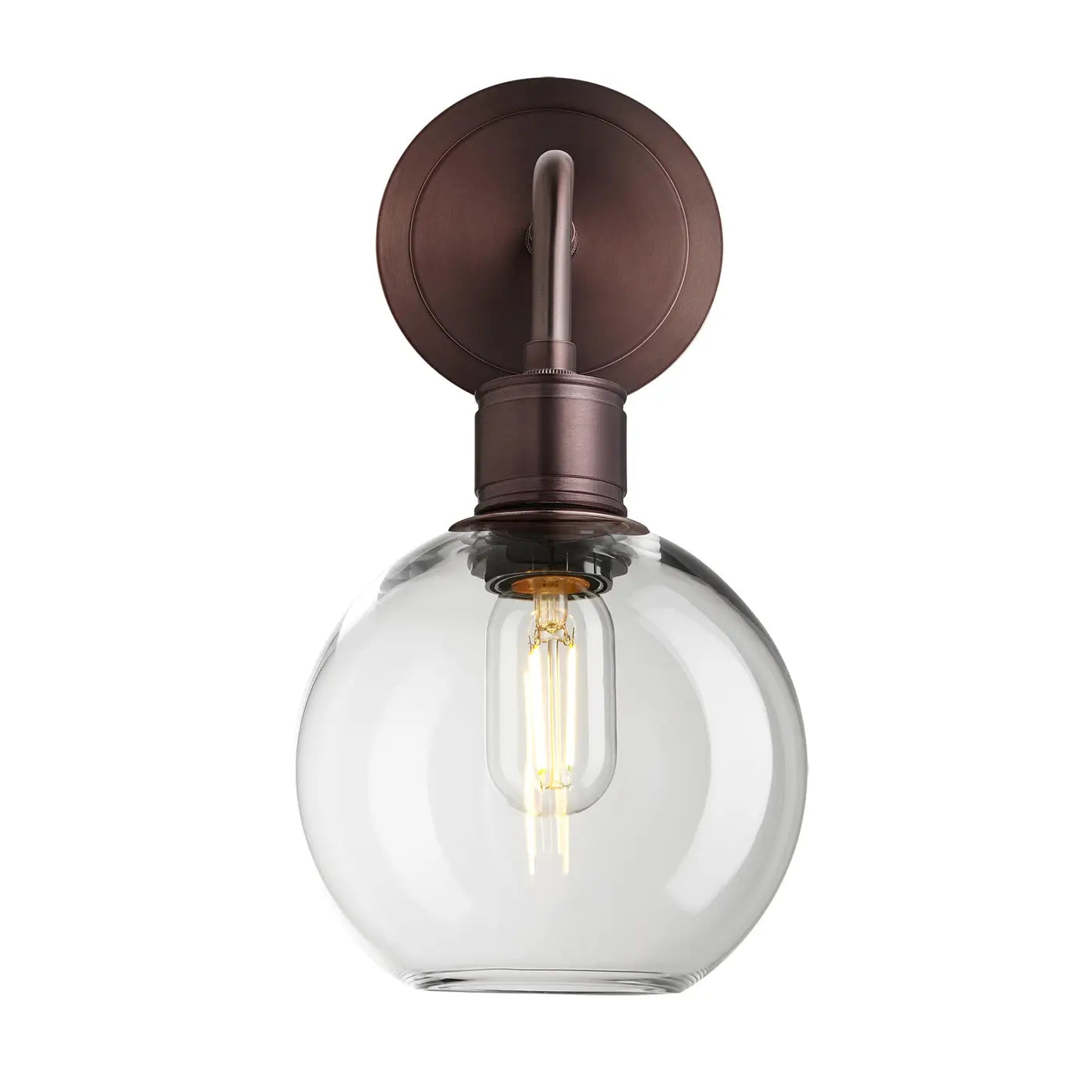 Albany Glass Globe 1/2Lt Wall Light - Clear/ Mocha Shades
