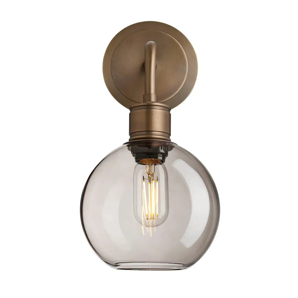 Albany Glass Globe 1/2Lt Wall Light - Clear/ Mocha Shades