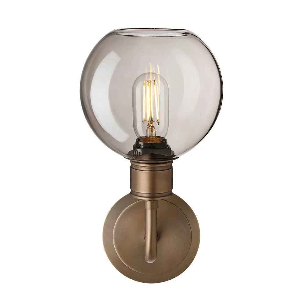 Albany Glass Globe 1/2Lt Wall Light - Clear/ Mocha Shades
