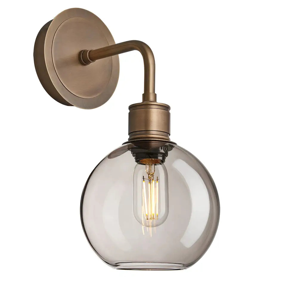 Albany Glass Globe 1/2Lt Wall Light - Clear/ Mocha Shades