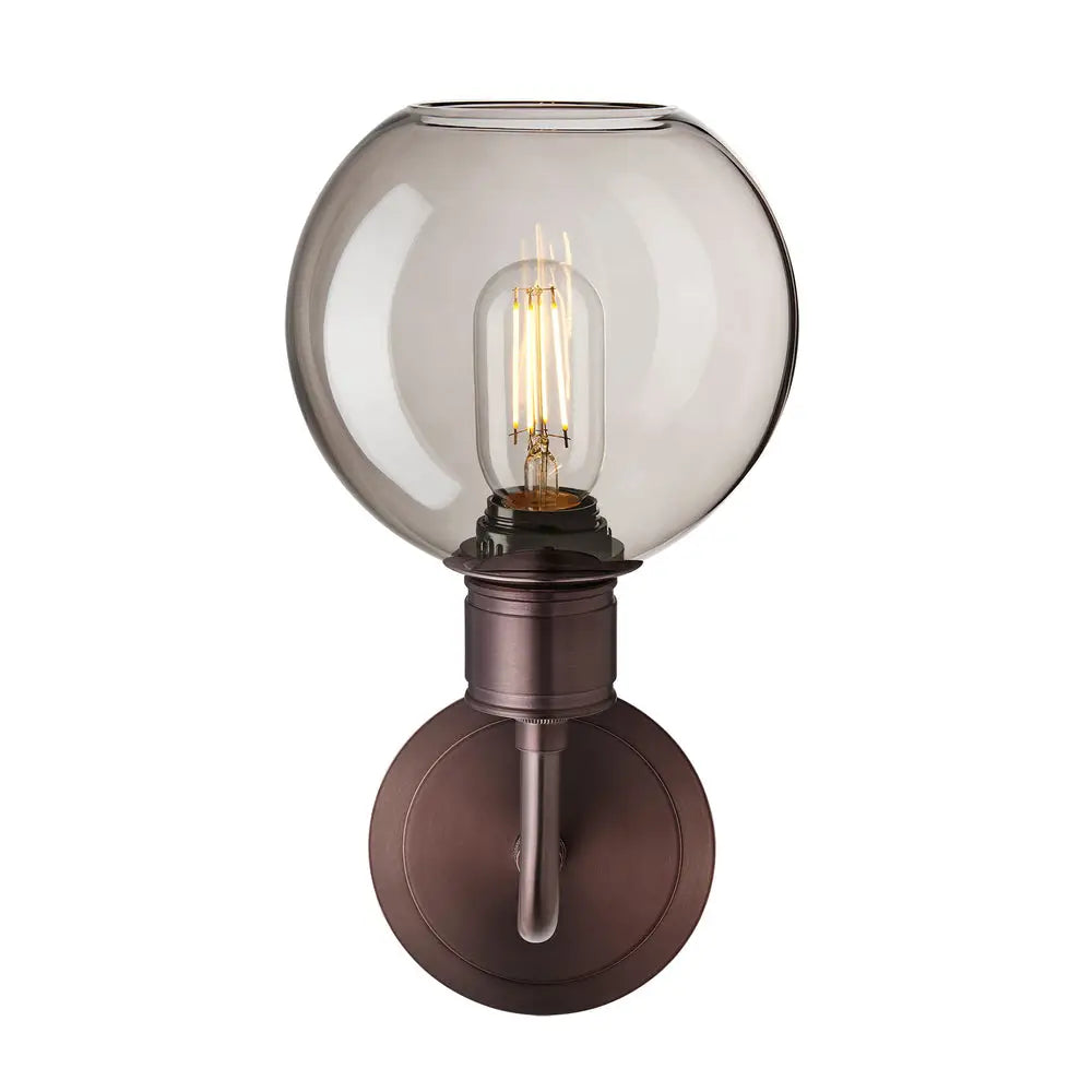 Albany Glass Globe 1/2Lt Wall Light - Clear/ Mocha Shades