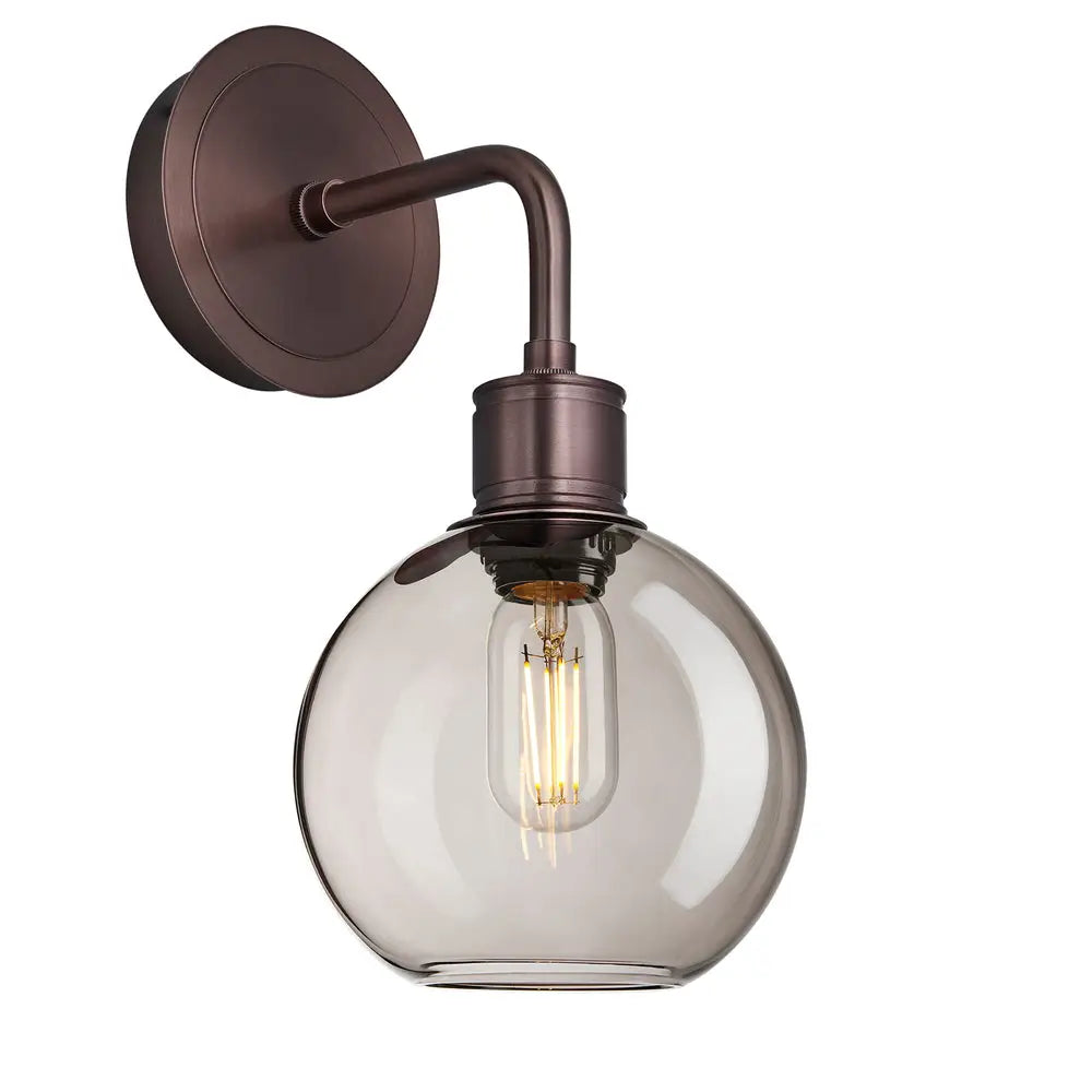 Albany Glass Globe 1/2Lt Wall Light - Clear/ Mocha Shades
