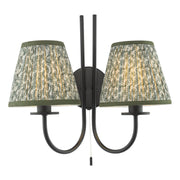 Becca 2 Light Wall Light- Matt Black & Green Shades