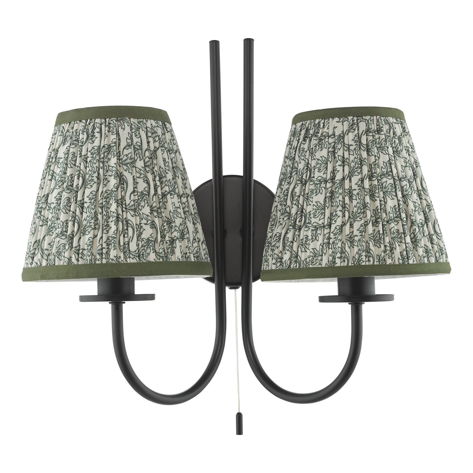 Becca 2 Light Wall Light- Matt Black & Green Shades