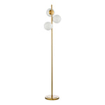 Bombazine 3 Light Floor Lamp Natural Brass Opal Glass E14