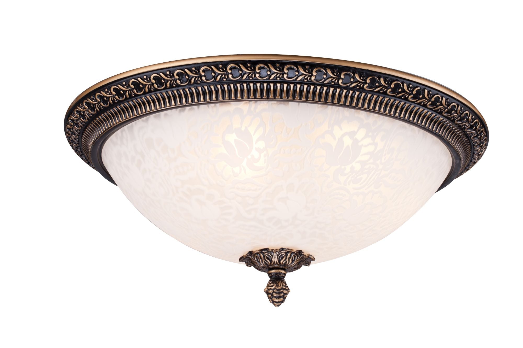 Pascal Flush Ceiling Light - White With Gold/Bronze Antique Finish