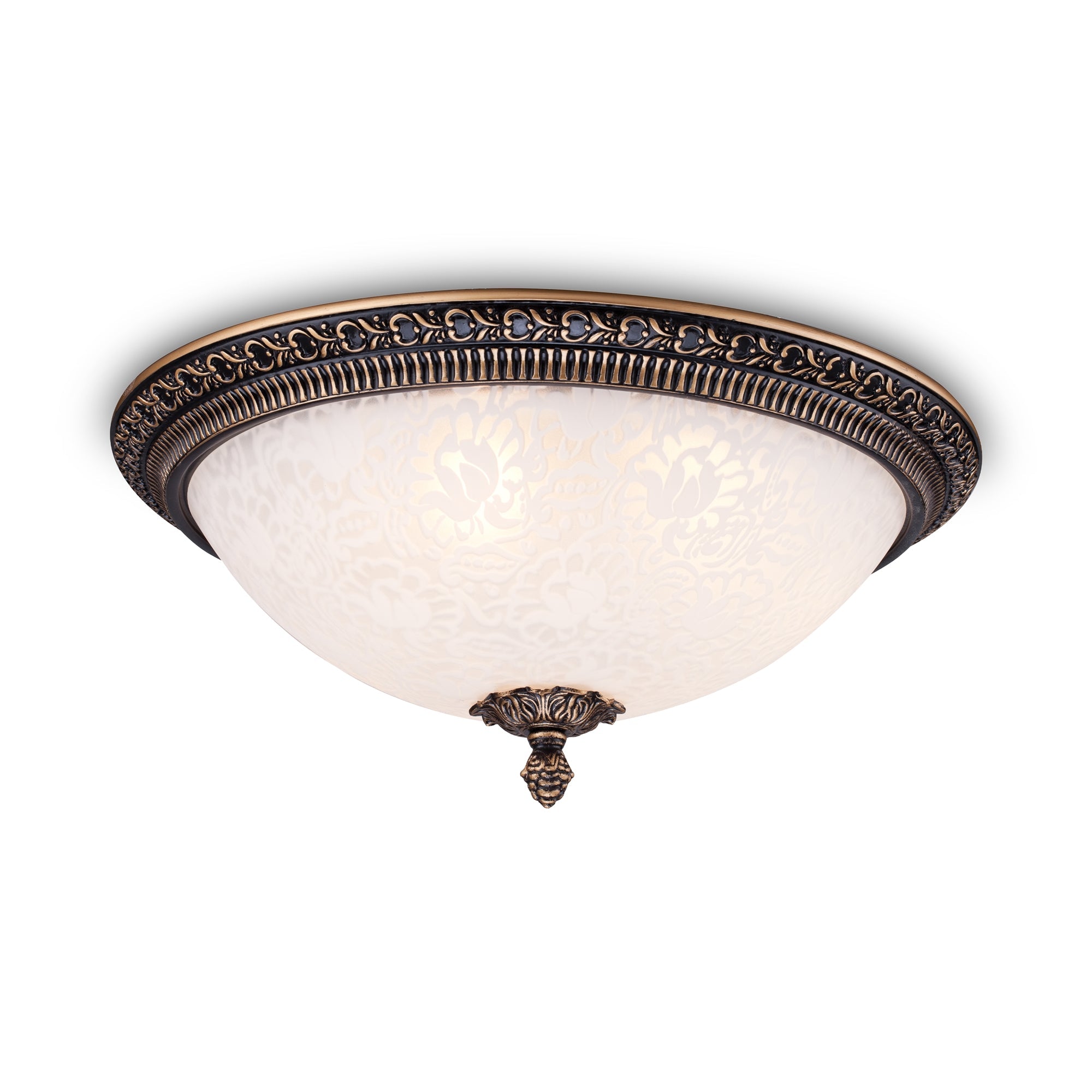 Pascal Flush Ceiling Light - White With Gold/Bronze Antique Finish