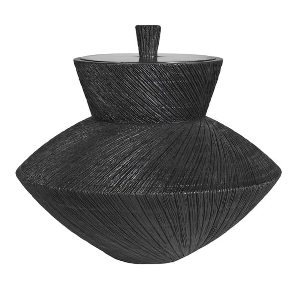 Black Textured Lidded Pot