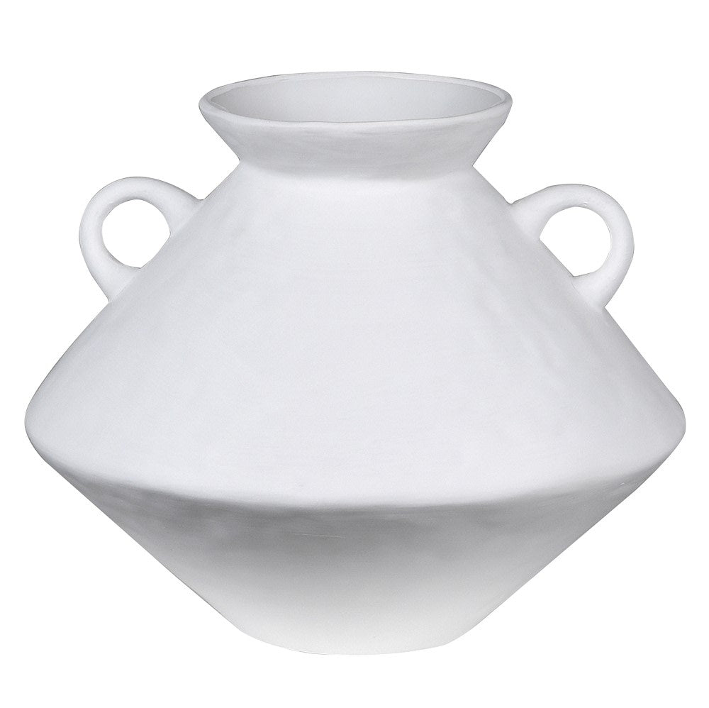 White Bulbous Jar Vase with Handles - Small / Large