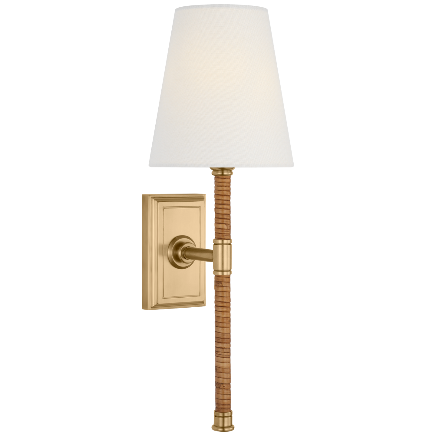 Basden Tall Wall Sconce - Brass & Rattan