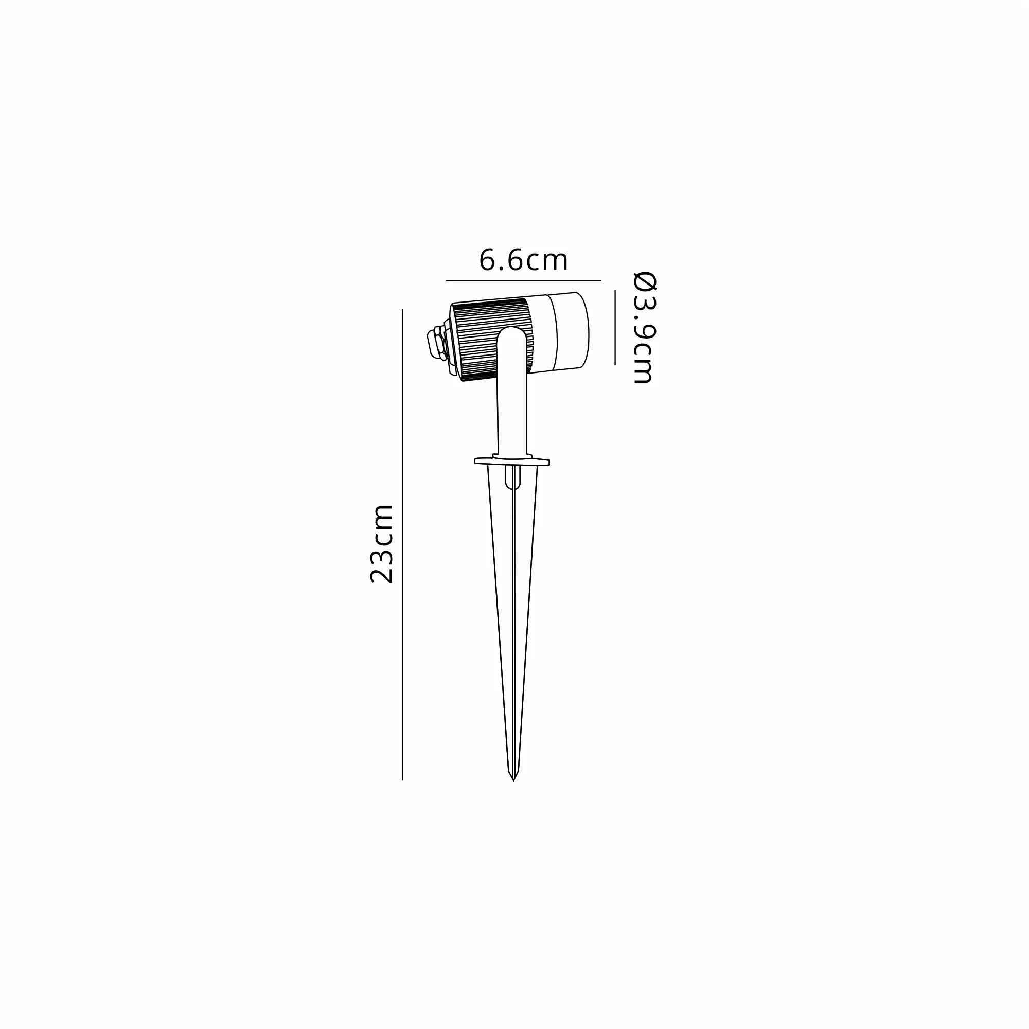 Devon Ground Spike 24V DC Spotlight 3W LED 3000K, c/w 1m 2 x 0.75mm² PVC Cable Male Connection, IP65 3yrs Warranty