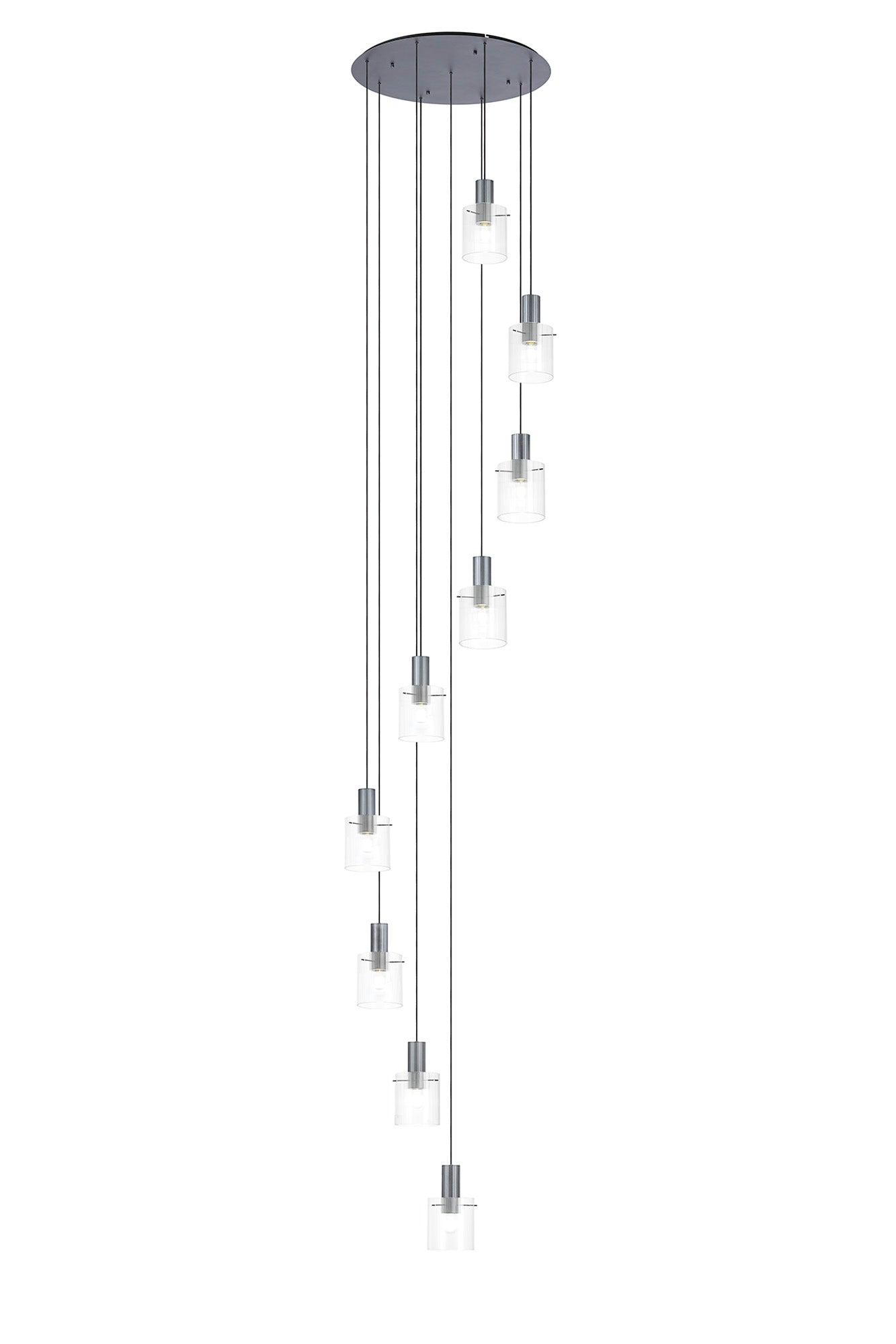 Hailey 9Lt Cluster Pendant Narrow Line Glass - Various Colours