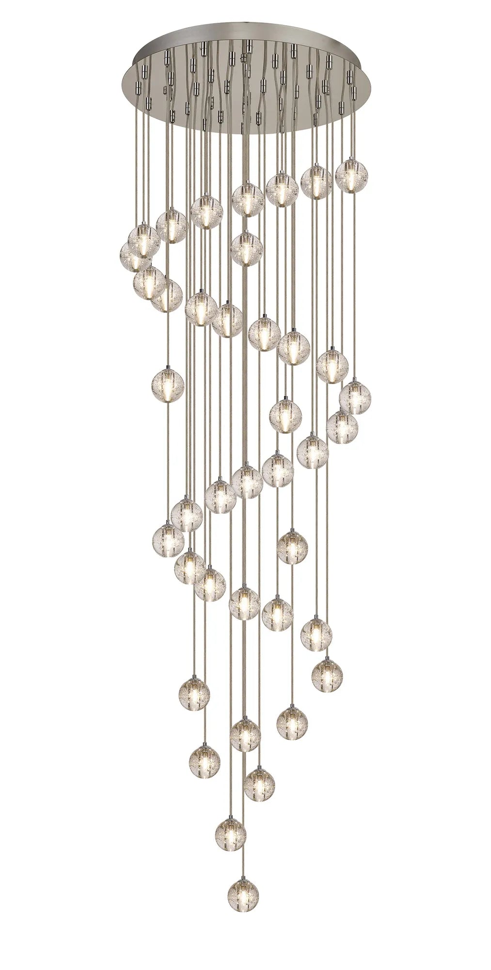 Ripon 62cm 40 Light G9 Bubble Glass 10 x 6m Round Multiple Pendant Polished Chrome / Clear Glass