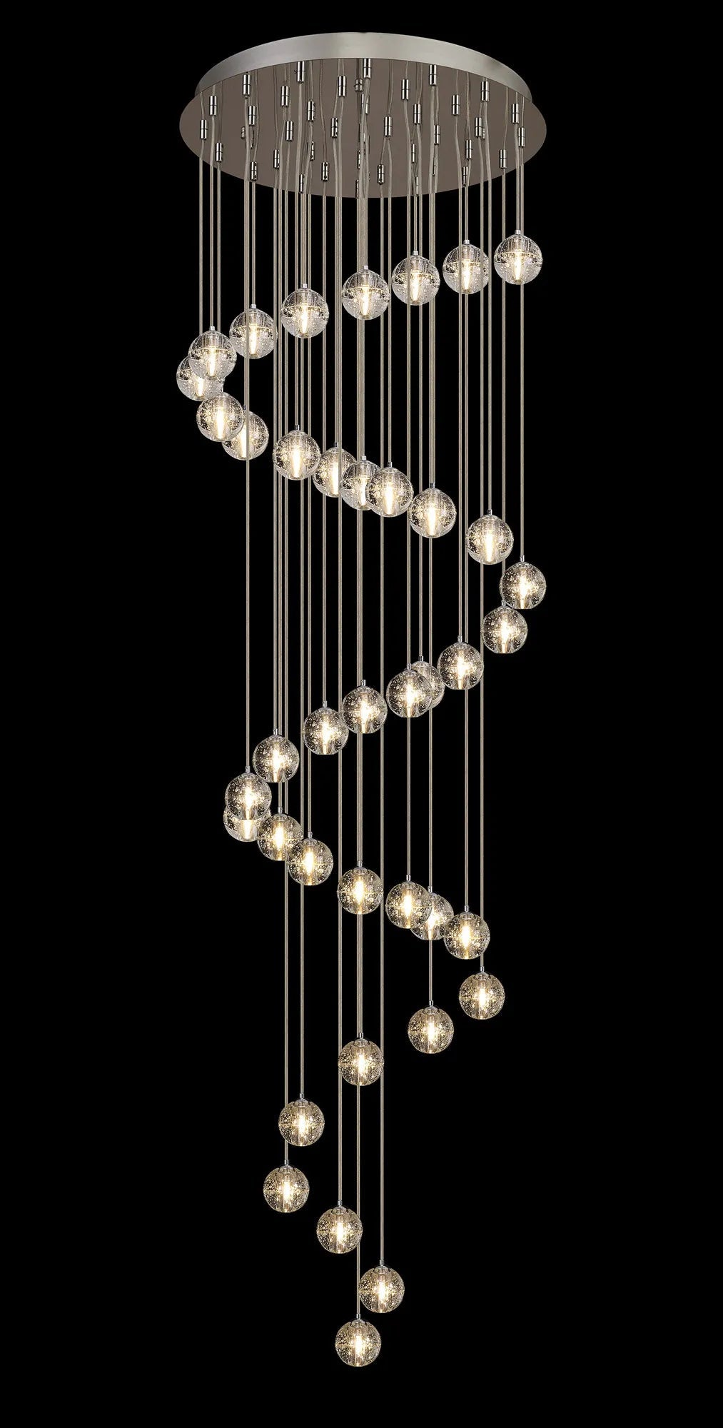 Ripon 62cm 40 Light G9 Bubble Glass 10 x 6m Round Multiple Pendant Polished Chrome / Clear Glass