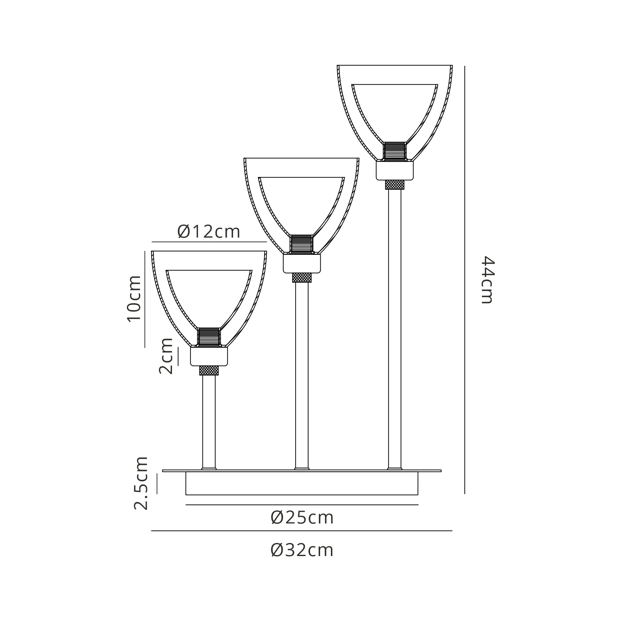 Cassis 3Lt Round Table Lamp - Gold/Chrome/Black