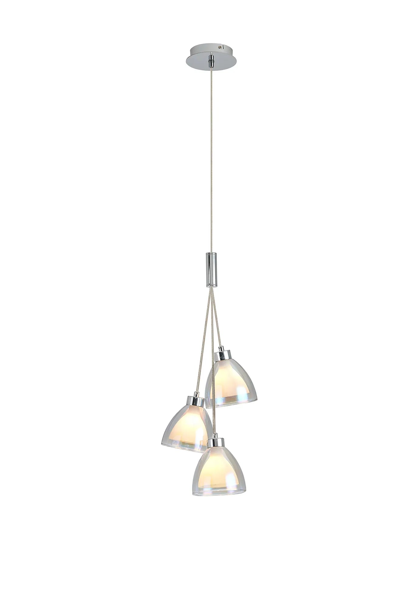 Ipswich 2m 1 Drop Cluster Pendant With Curved Cone Glass, 3 Light G9