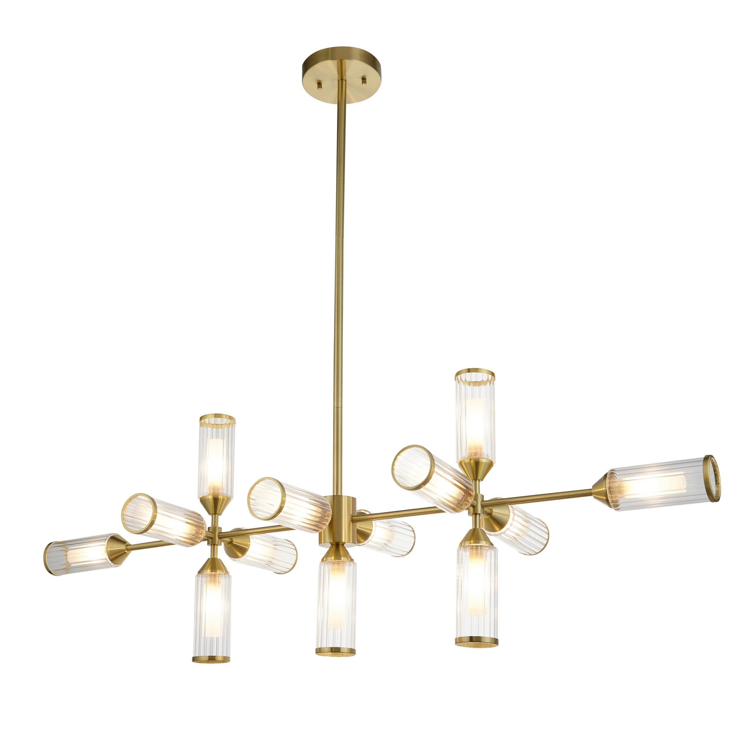 Hourglass 13Lt Linear Pendant - Satin Brass