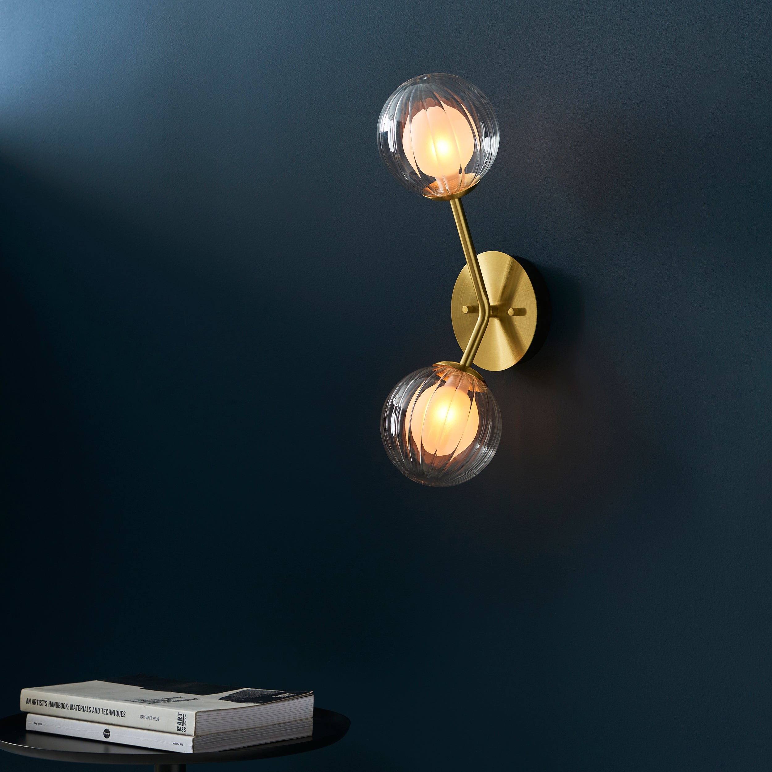 Muscovy 2Lt Wall Light - Satin Brass