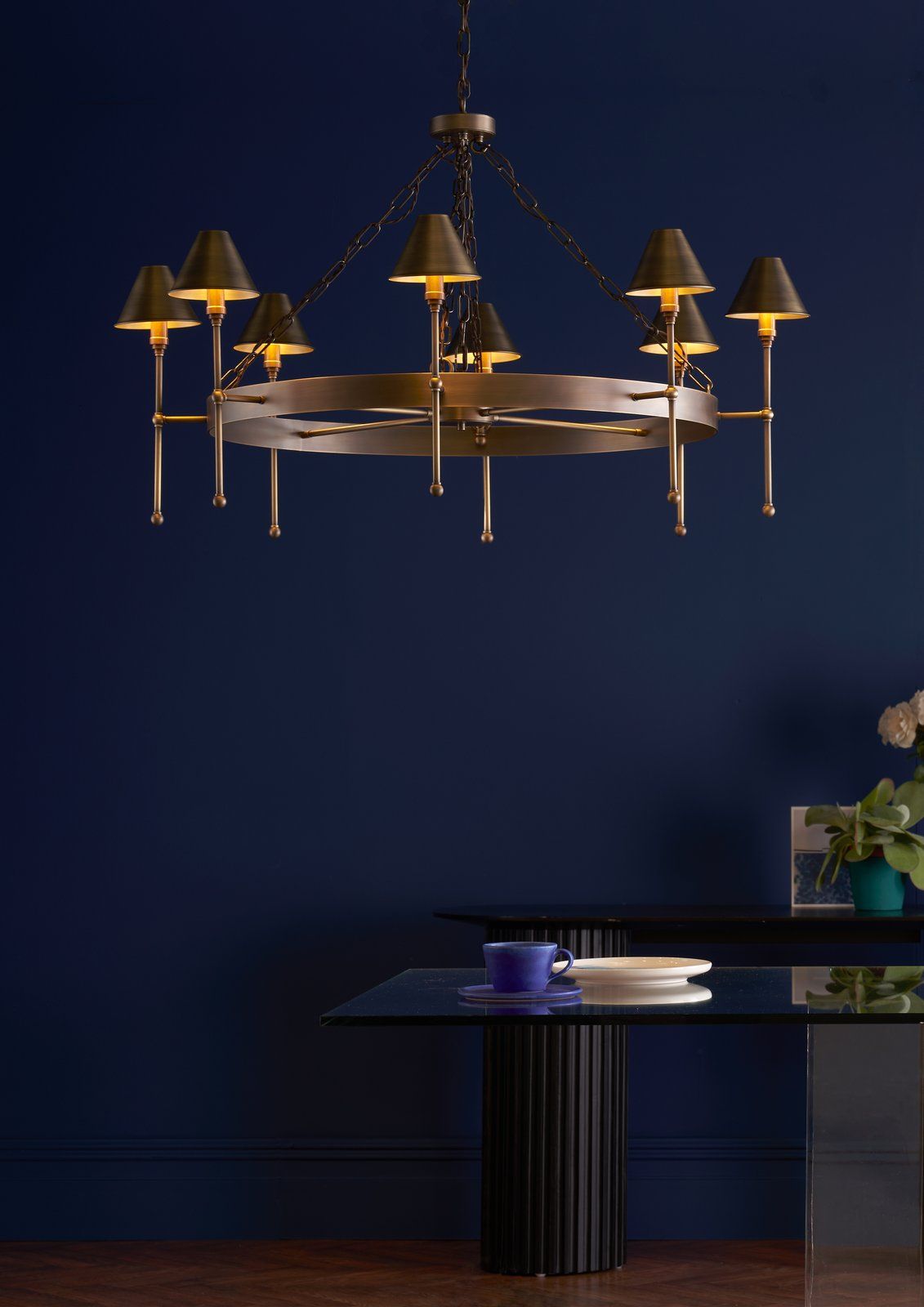 Durrell 8 Light Armed Pendant Antique Brass Fitting Only