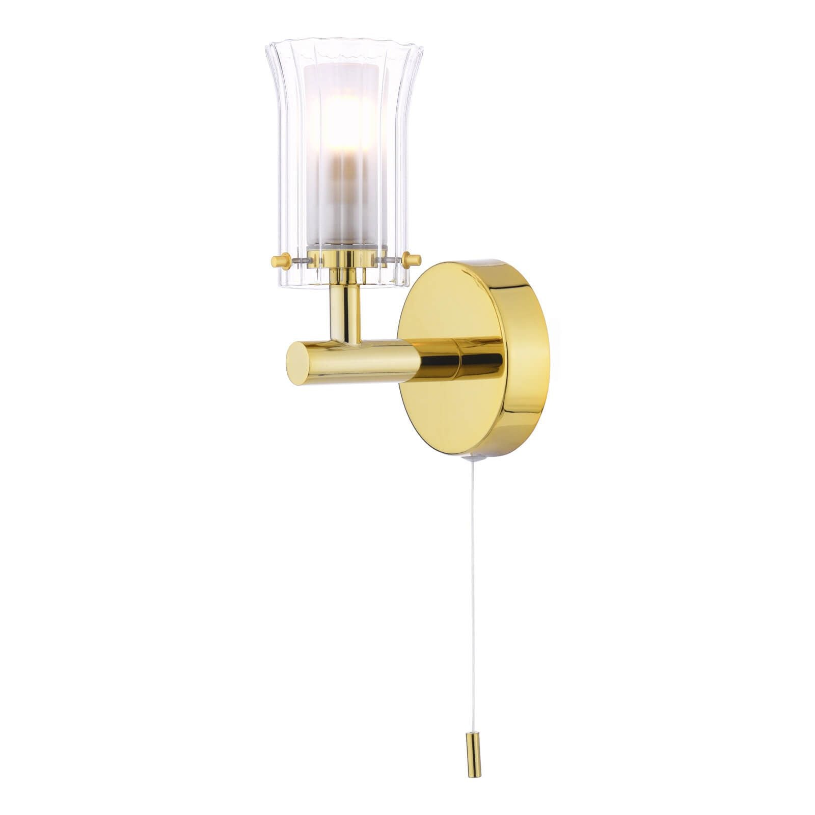 Elba Bathroom Wall Light Polished Gold/Chrome Glass IP44