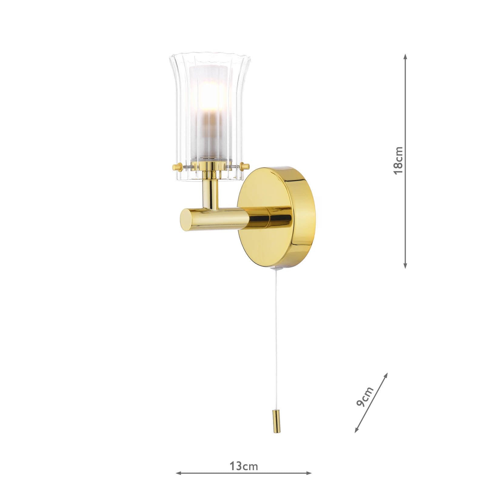 Elba Bathroom Wall Light Polished Gold/Chrome Glass IP44