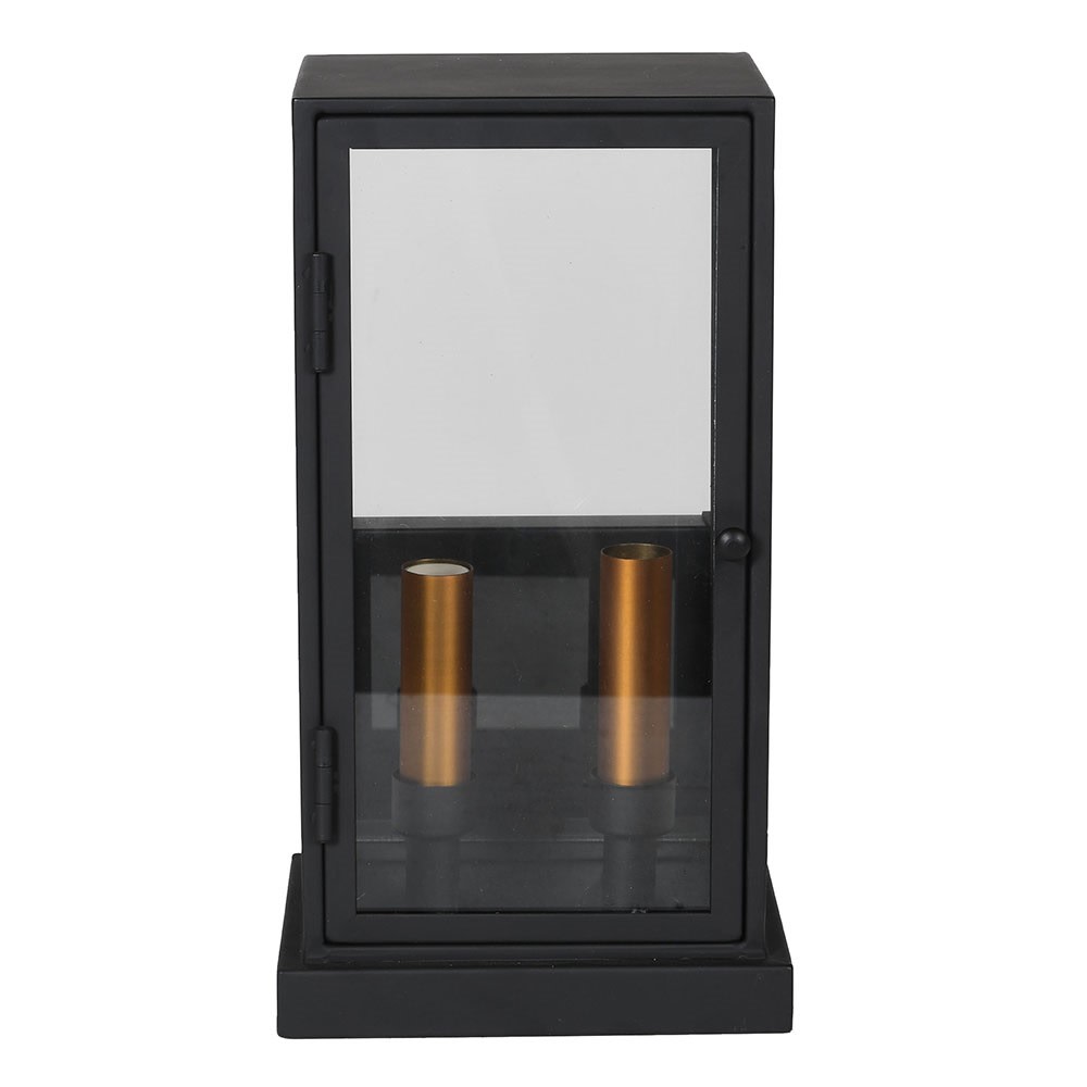 2 Bulb Black Box Outdoor Wall Light