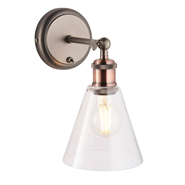 Niche Wall Light - Aged Pewter/Clear Glass E27