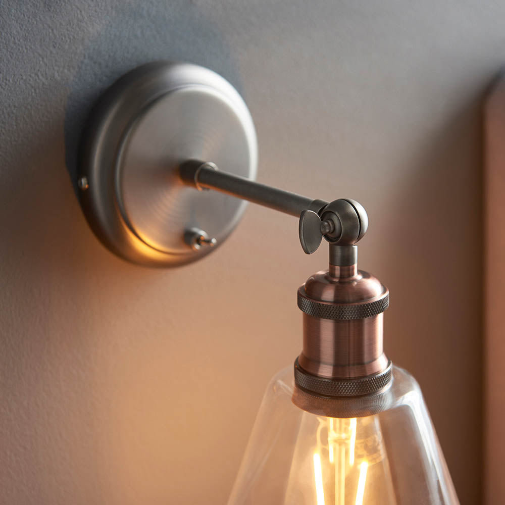 Niche Wall Light - Aged Pewter/Clear Glass E27
