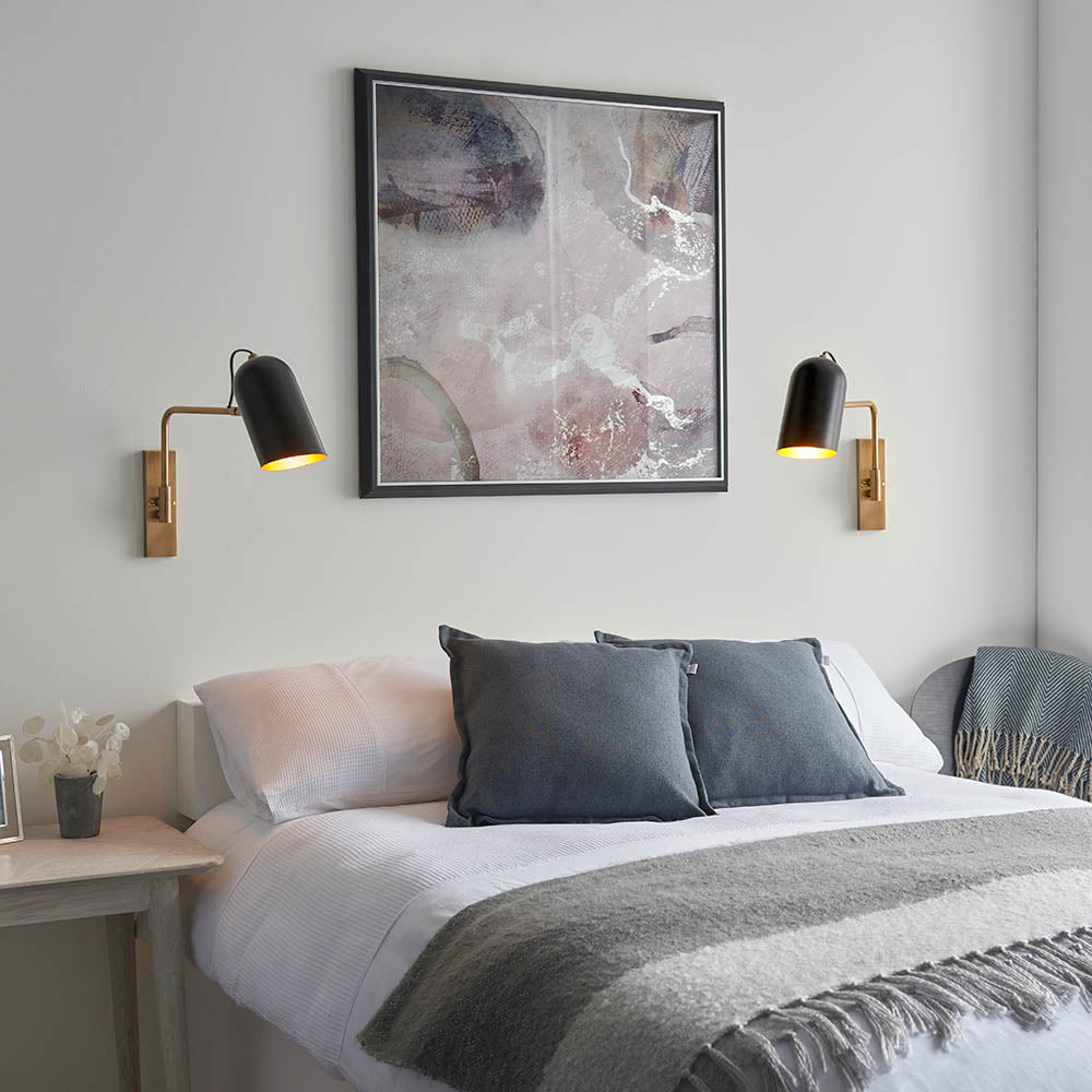 Navie Swing Arm Wall Antique Brass & Matt Black E27