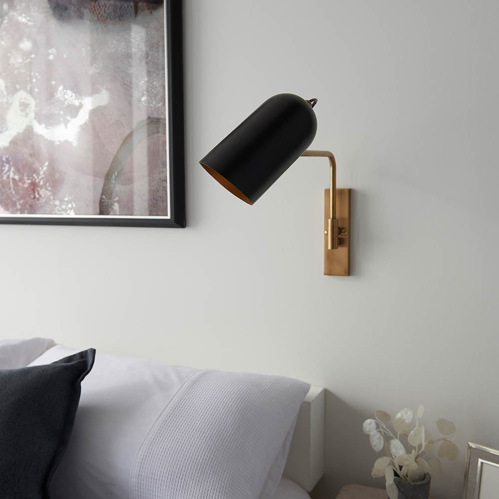 Navie Swing Arm Wall Antique Brass & Matt Black E27